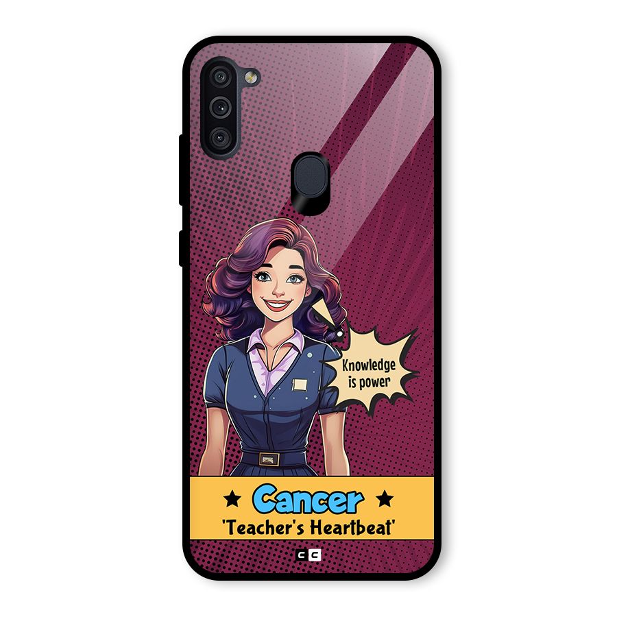 Cancer Heartbeat Glass Back Case for Galaxy M11
