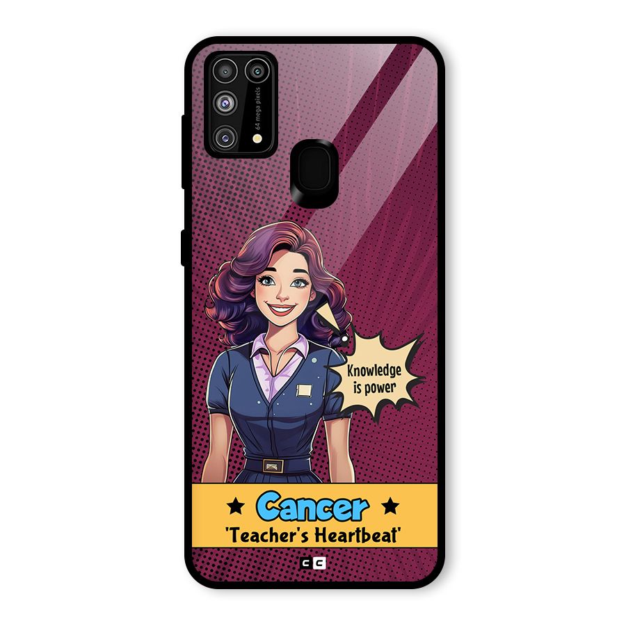 Cancer Heartbeat Glass Back Case for Galaxy M31