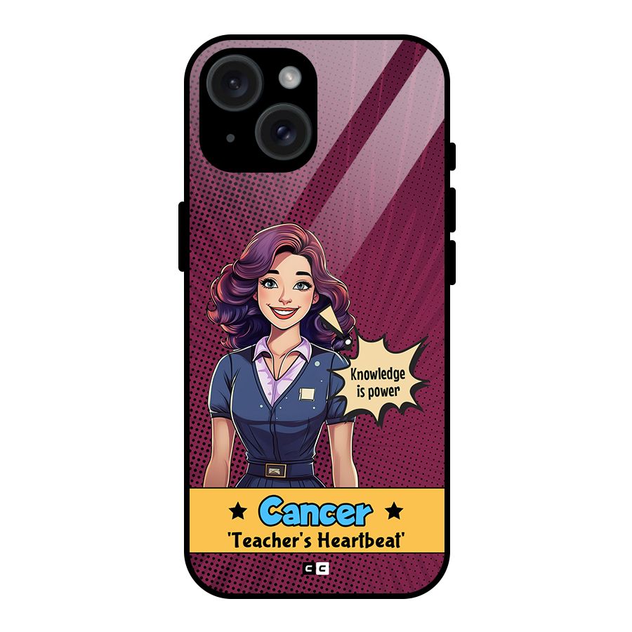Cancer Heartbeat Glass Back Case for iPhone 15
