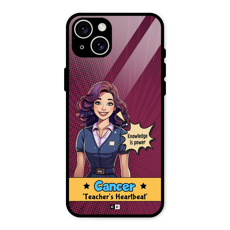 Cancer Heartbeat Glass Back Case for iPhone 15 Plus