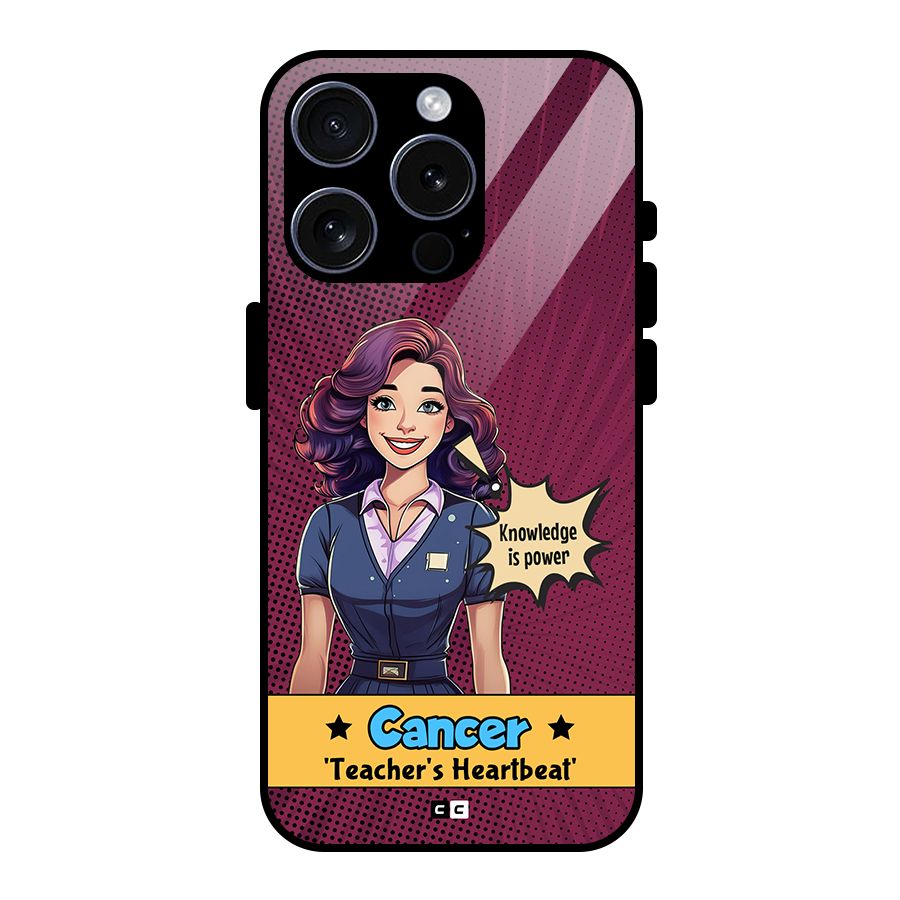 Cancer Heartbeat Glass Back Case for iPhone 15 Pro