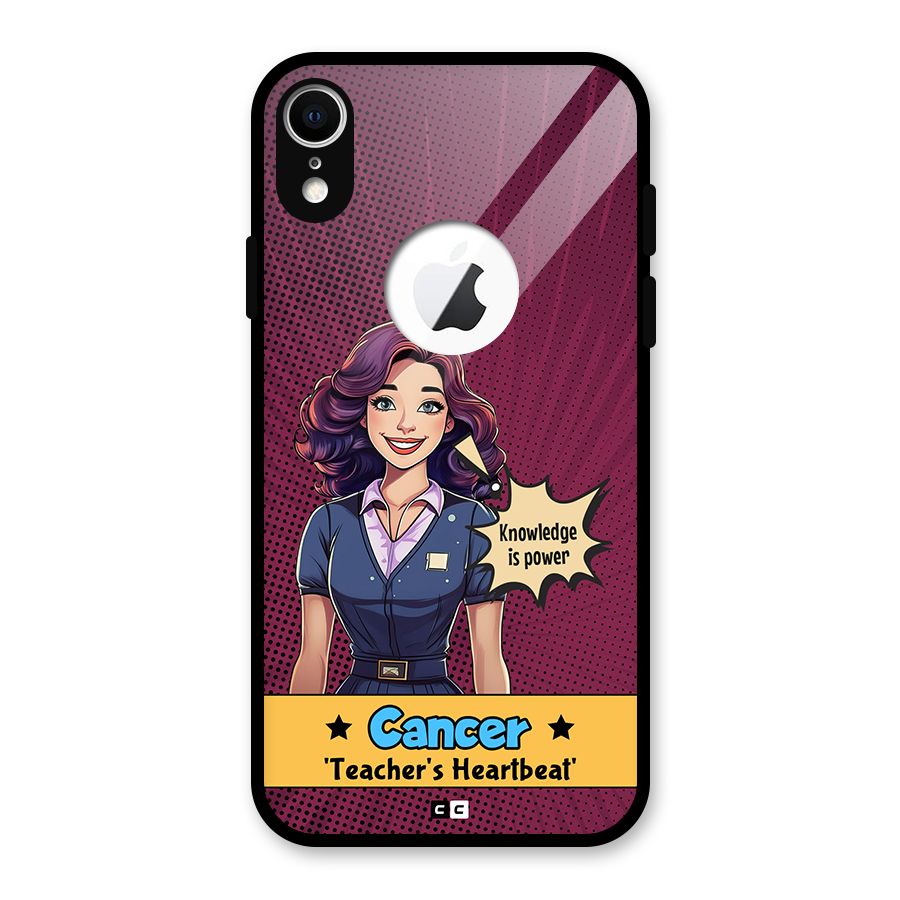 Cancer Heartbeat Glass Back Case for iPhone XR Logo Cut