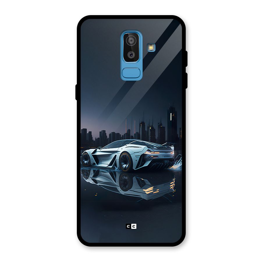 Car of Future Glass Back Case for Galaxy J8