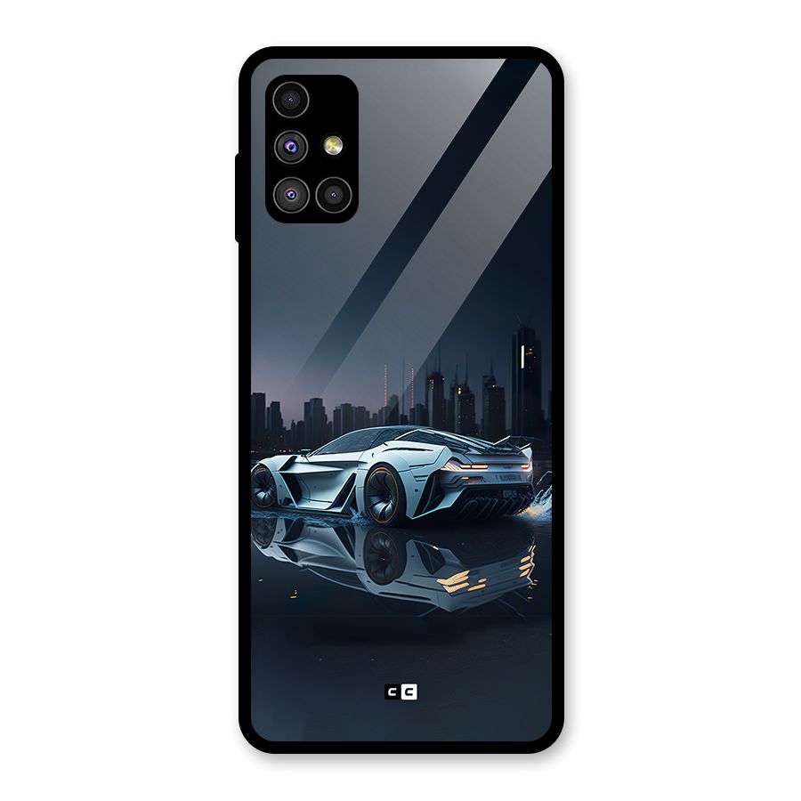 Car of Future Glass Back Case for Galaxy M51