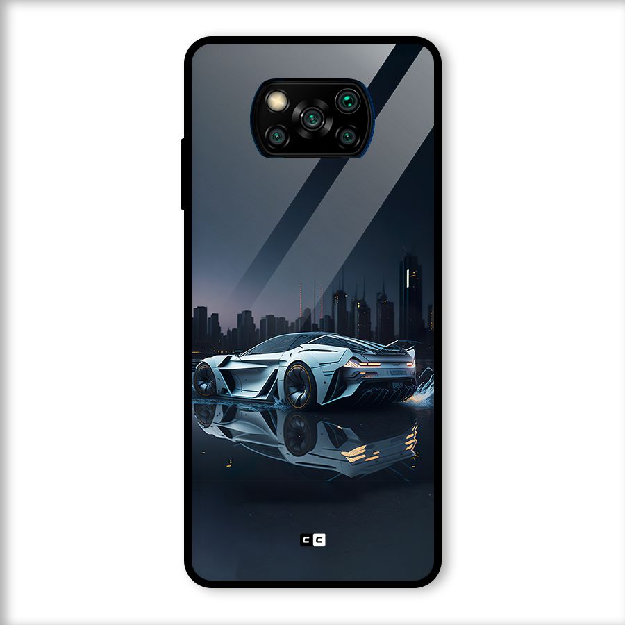 Car of Future Glass Back Case for Poco X3