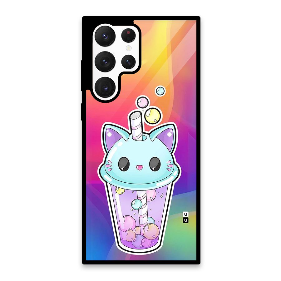 Cat Drink Glass Back Case for Galaxy S22 Ultra 5G