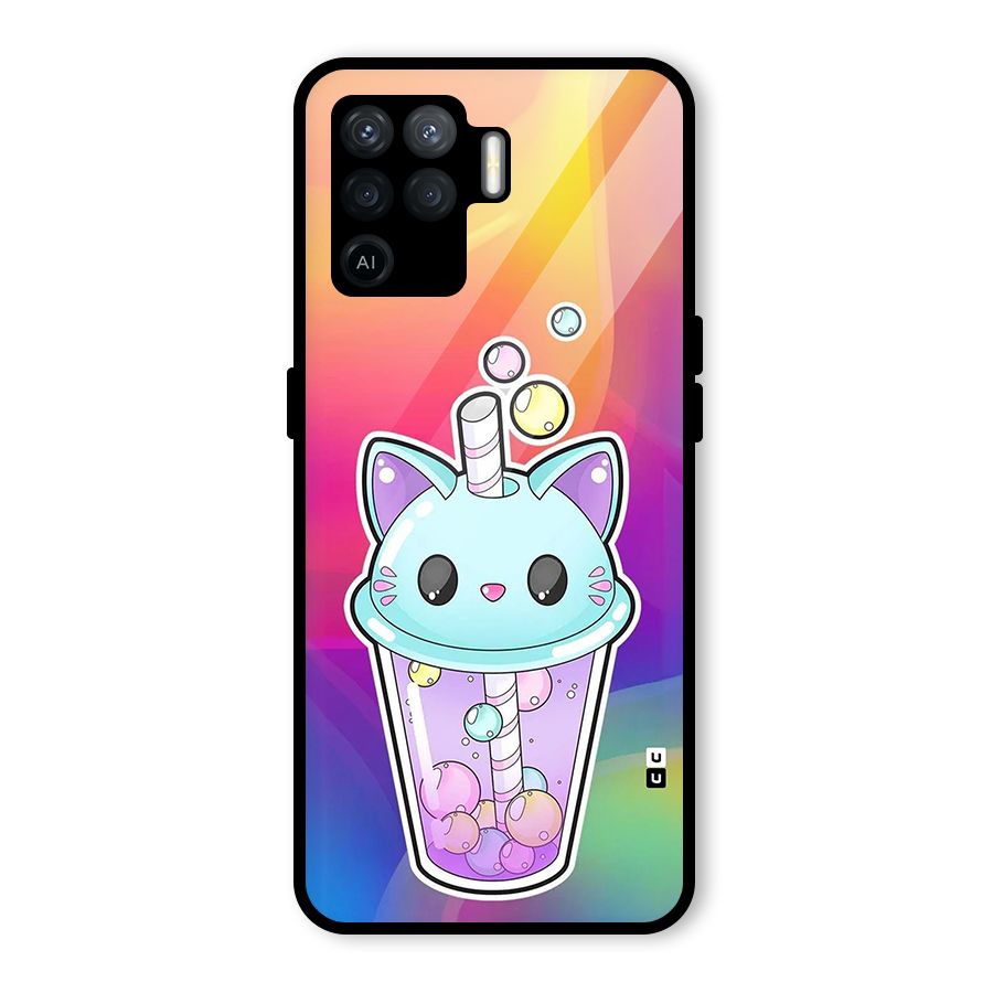 Cat Drink Glass Back Case for Oppo F19 Pro