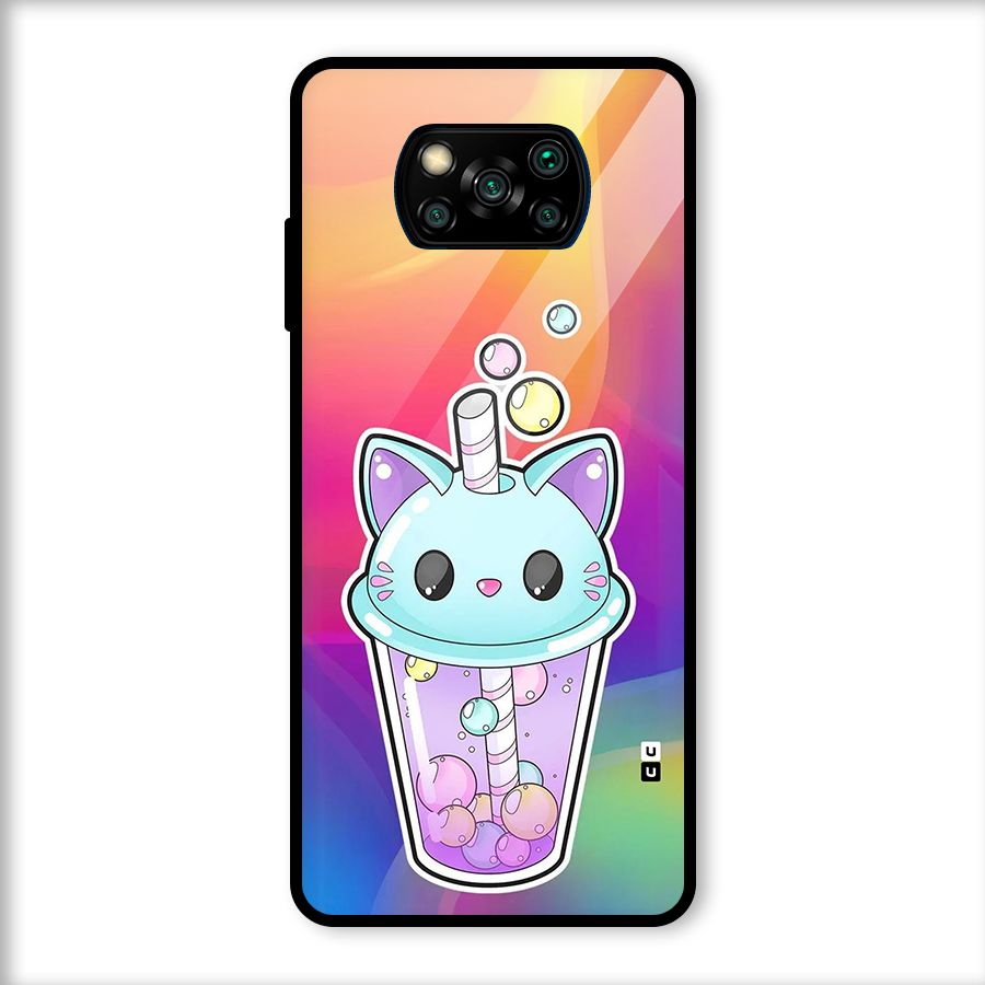 Cat Drink Glass Back Case for Poco X3