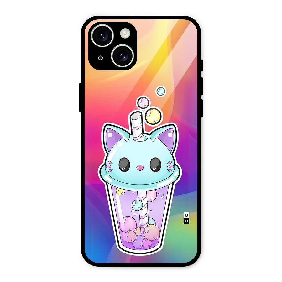 Cat Drink Glass Back Case for iPhone 15 Plus