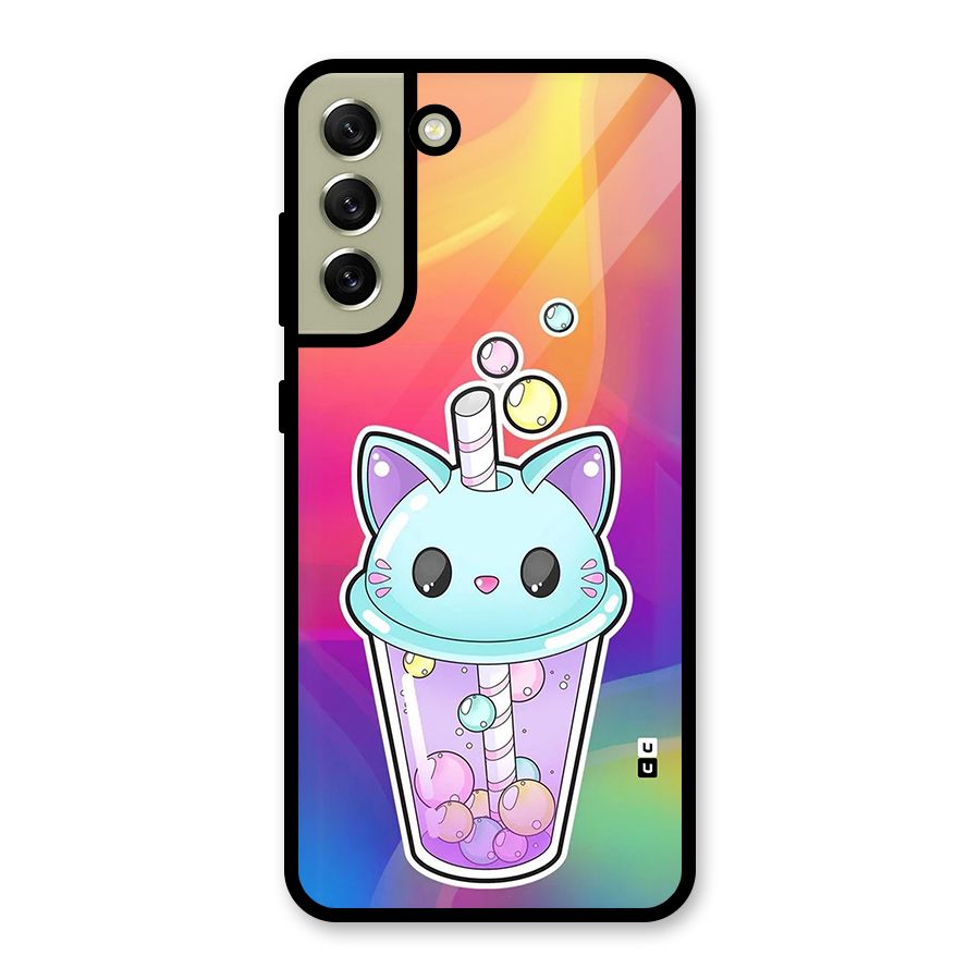 Cat Drink Metal Back Case for Galaxy S21 FE 5G (2023)