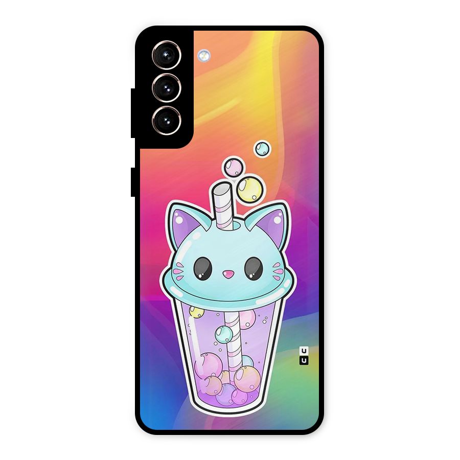 Cat Drink Metal Back Case for Galaxy S21 Plus