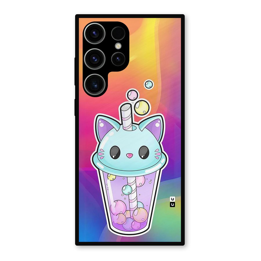 Cat Drink Metal Back Case for Galaxy S23 Ultra