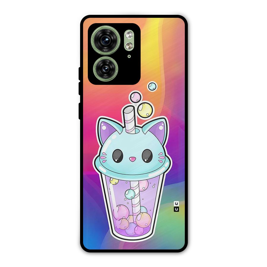 Cat Drink Metal Back Case for Motorola Edge 40 5G