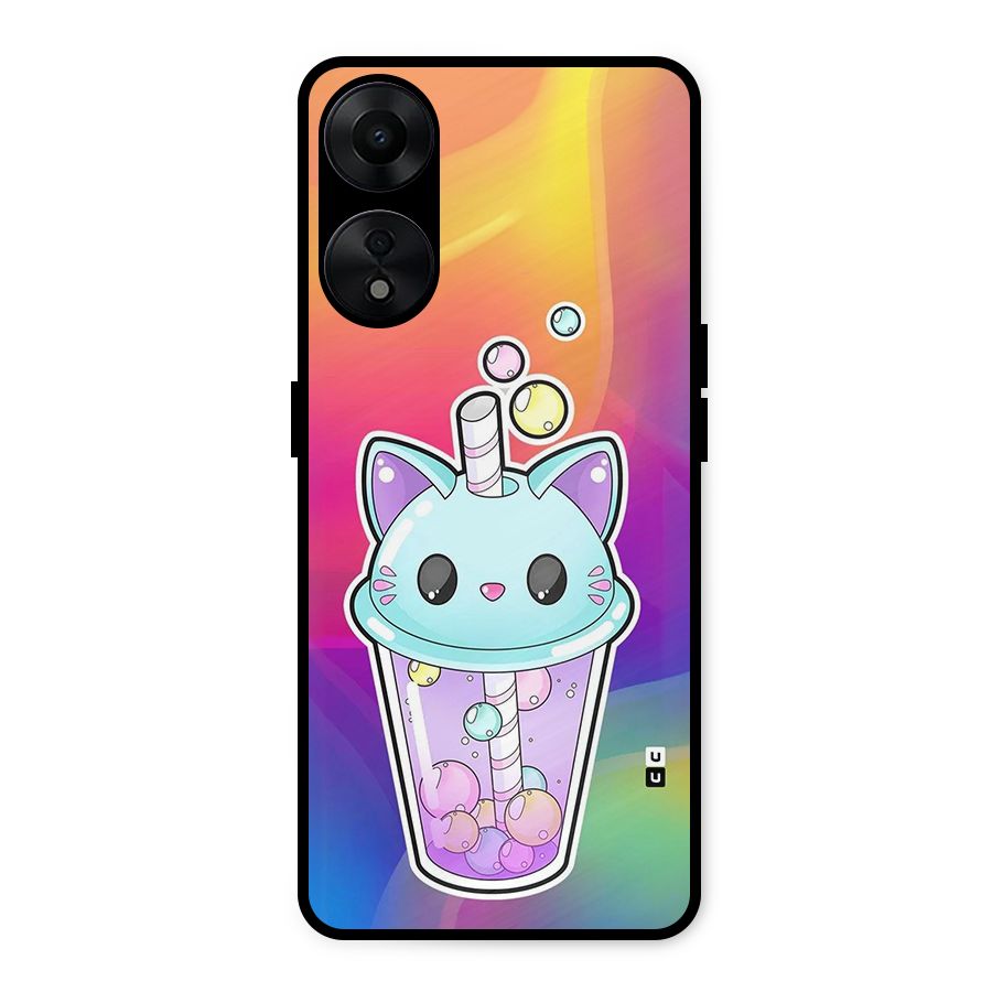 Cat Drink Metal Back Case for Oppo A78 5G