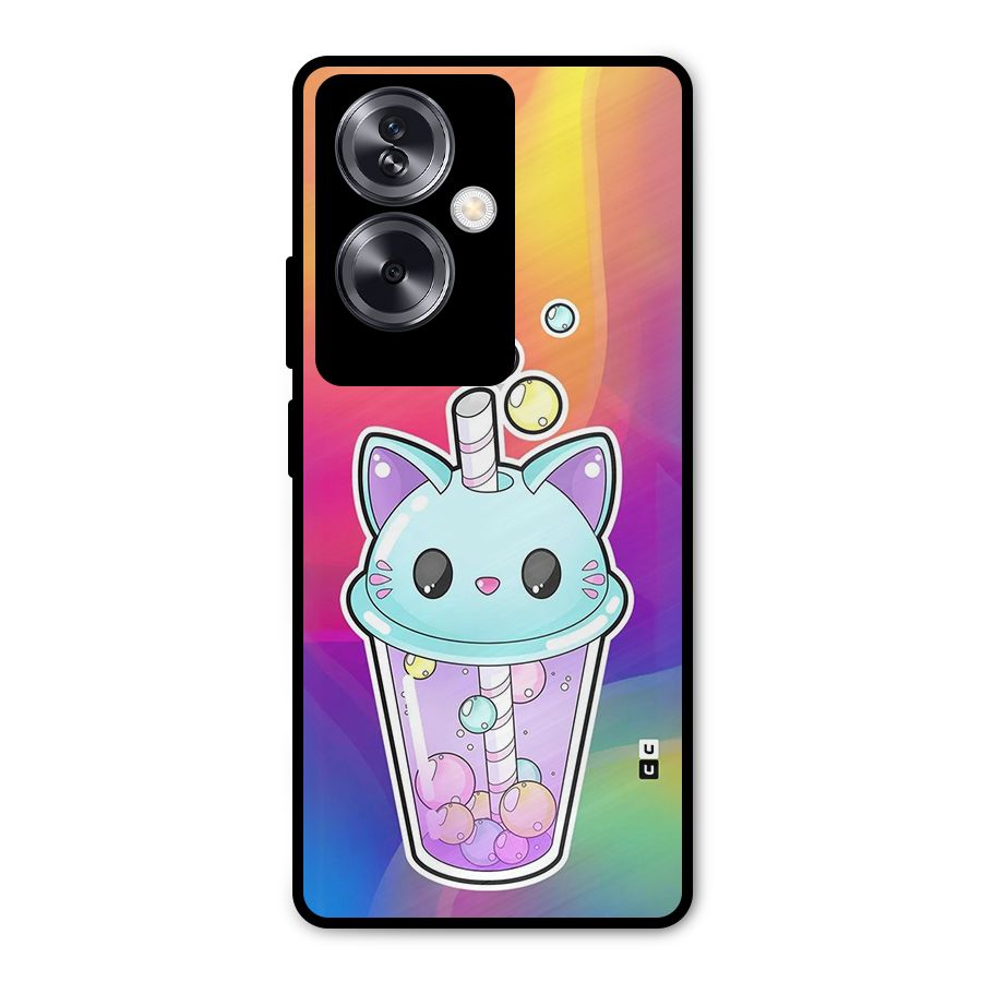 Cat Drink Metal Back Case for Oppo A79 5G