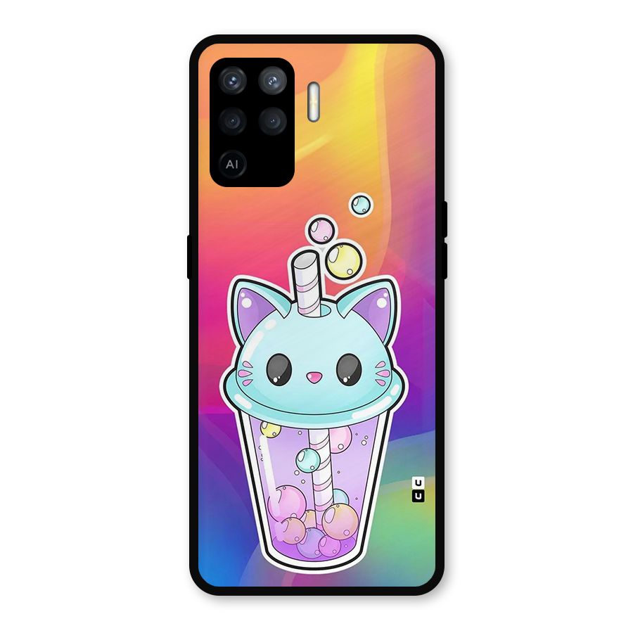 Cat Drink Metal Back Case for Oppo F19 Pro
