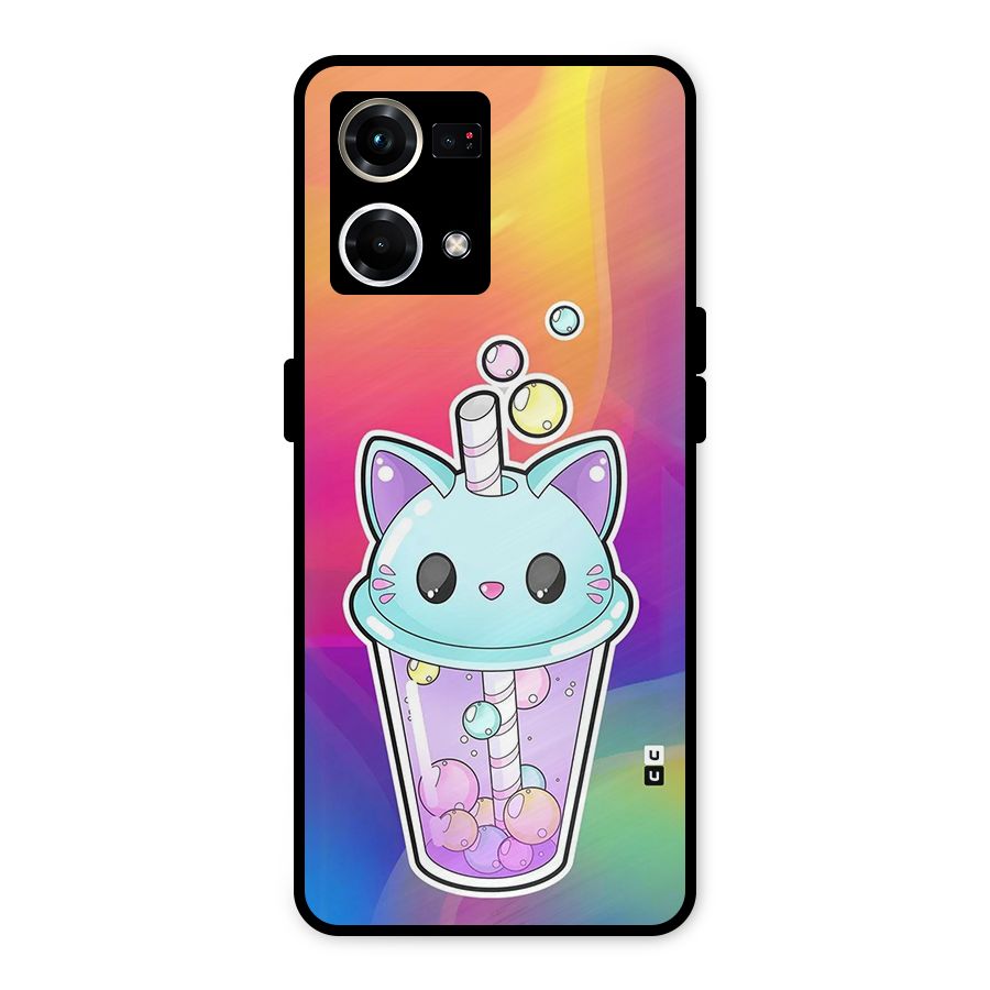 Cat Drink Metal Back Case for Oppo F21s Pro 4G