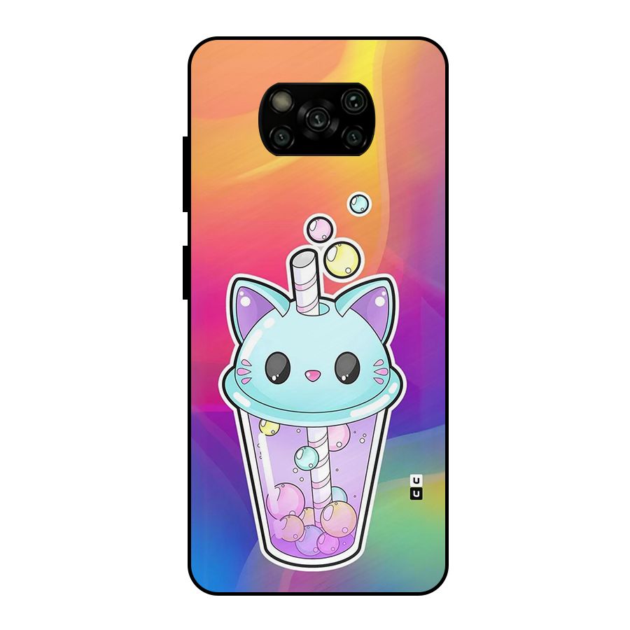 Cat Drink Metal Back Case for Poco X3