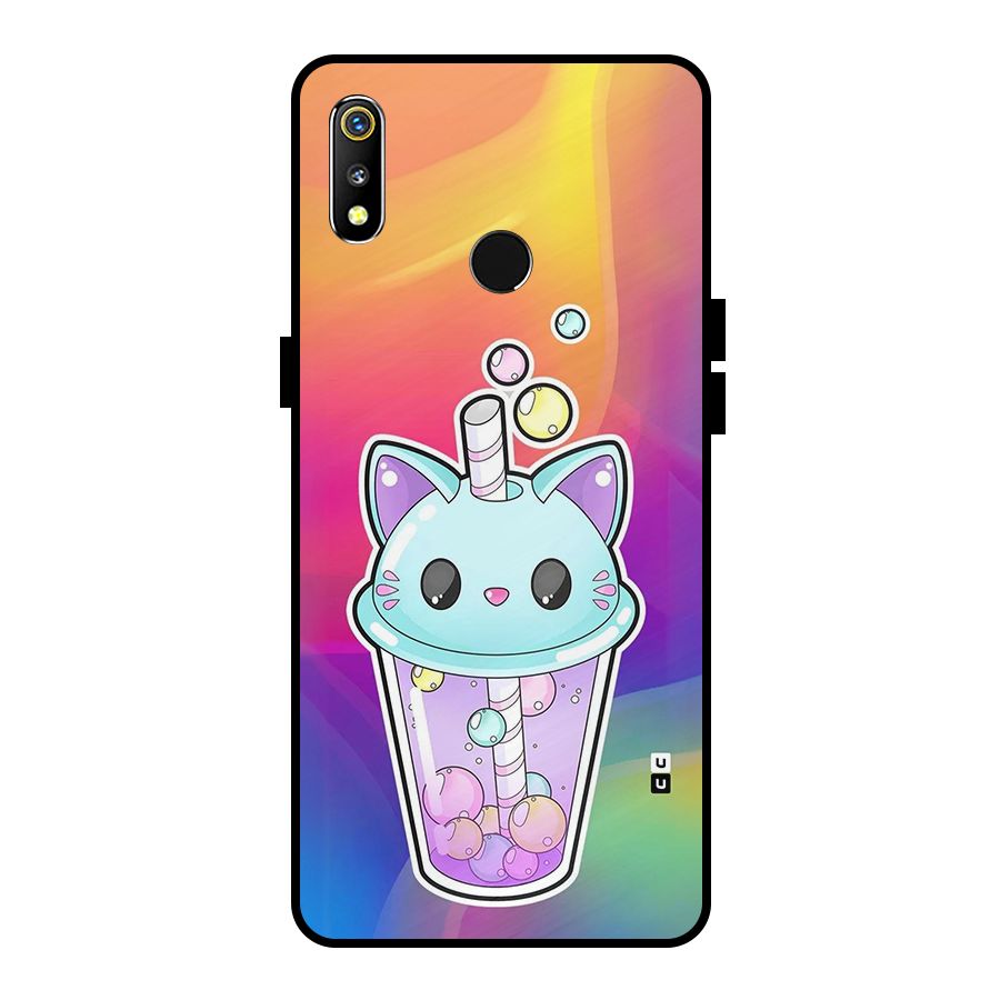 Cat Drink Metal Back Case for Realme 3i