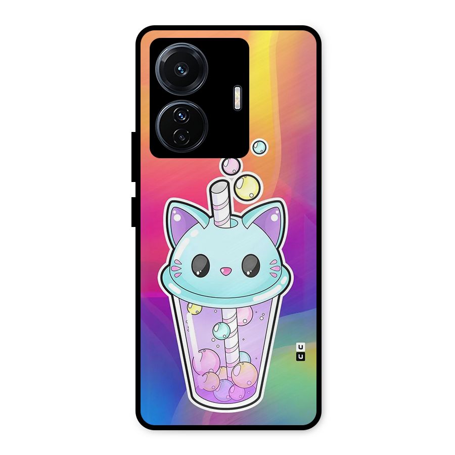 Cat Drink Metal Back Case for Vivo T1 Pro