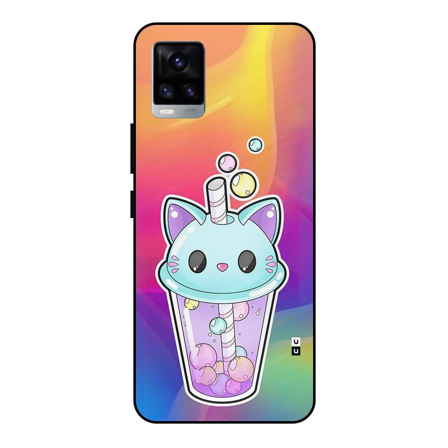 Cat Drink Metal Back Case for Vivo V20 2021