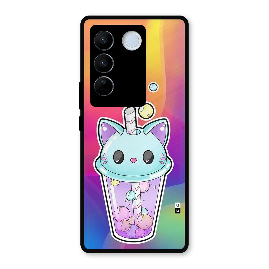 Cat Drink Metal Back Case for Vivo V27