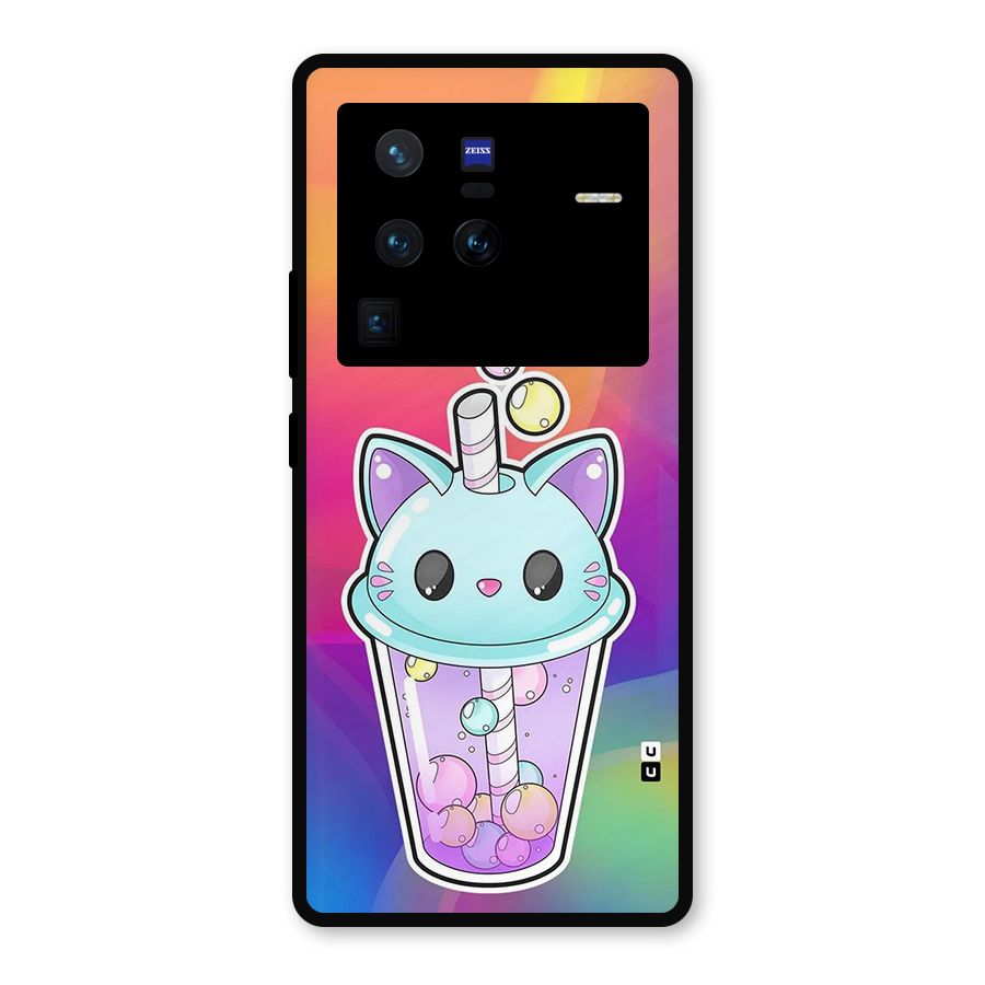 Cat Drink Metal Back Case for Vivo X80 Pro