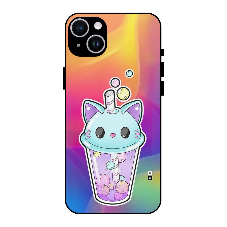 Cat Drink Metal Back Case for iPhone 14 Plus