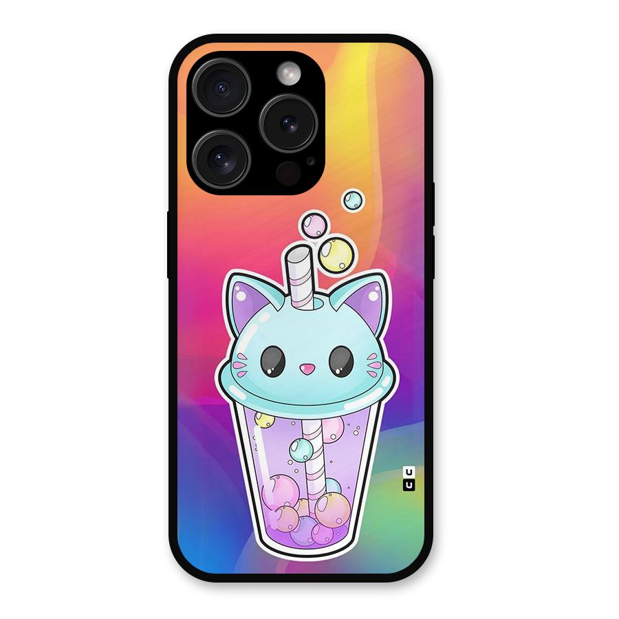 Cat Drink Metal Back Case for iPhone 15 Pro