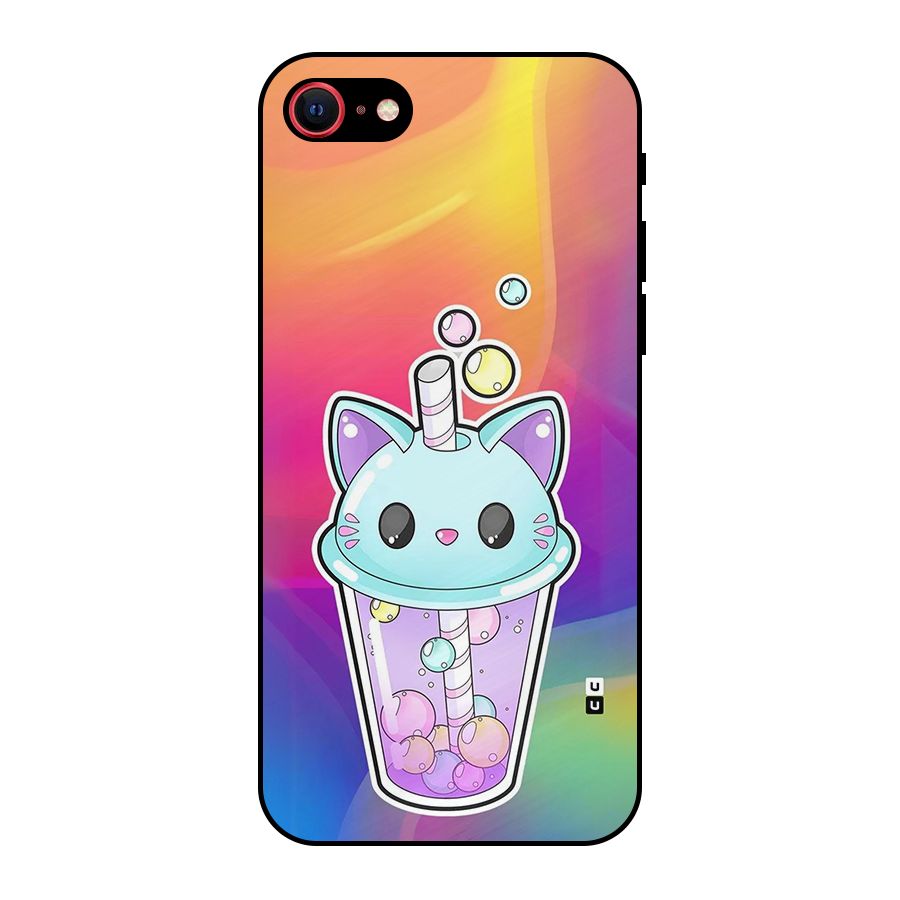Cat Drink Metal Back Case for iPhone SE 2022