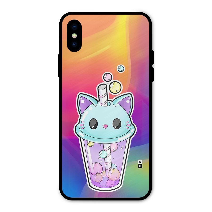 Cat Drink Metal Back Case for iPhone XS