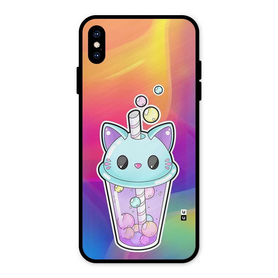 Cat Drink Metal Back Case for iPhone XS Max
