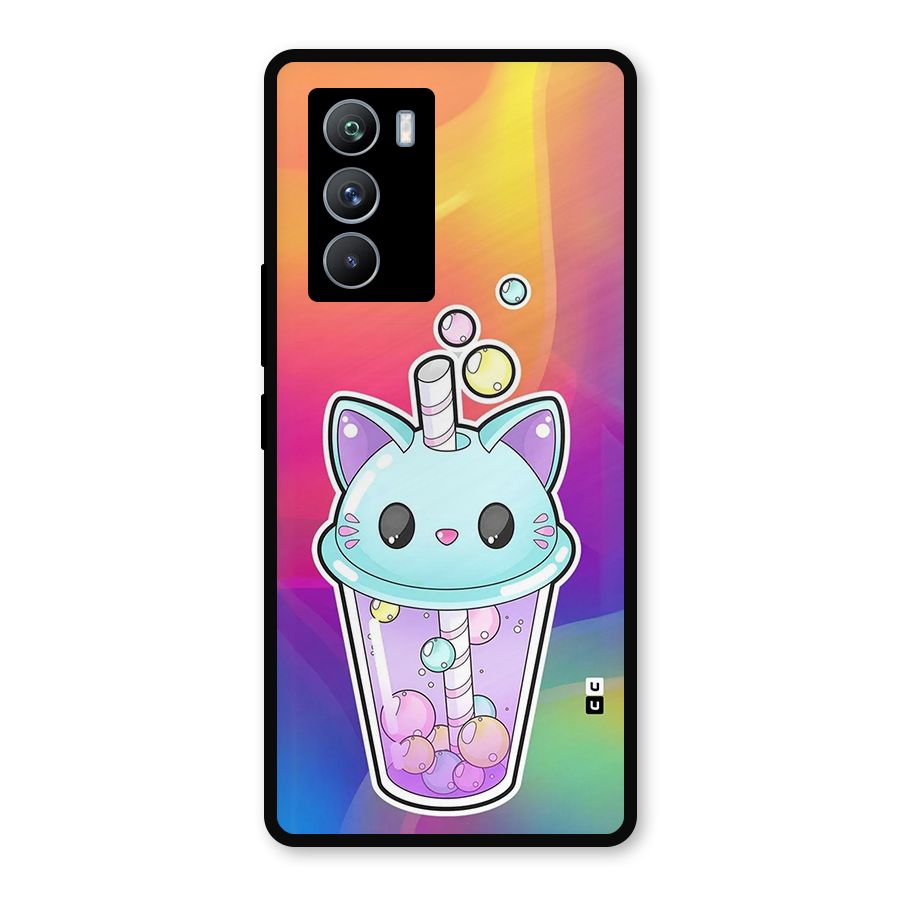 Cat Drink Metal Back Case for iQOO 9 SE