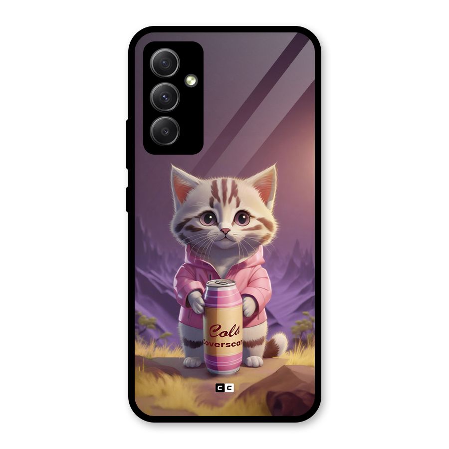 Cat Holding Can Glass Back Case for Galaxy A34