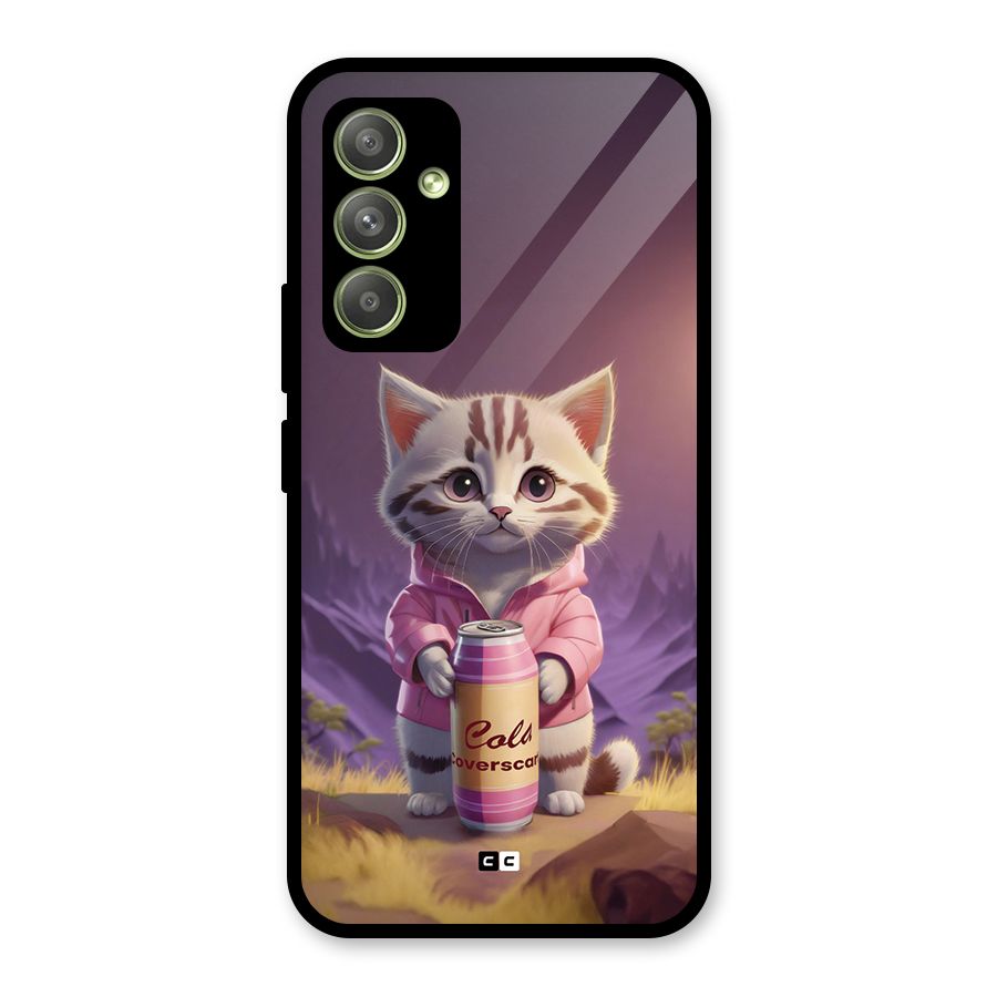Cat Holding Can Glass Back Case for Galaxy A54