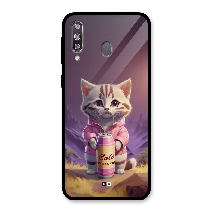 Cat Holding Can Glass Back Case for Galaxy M30