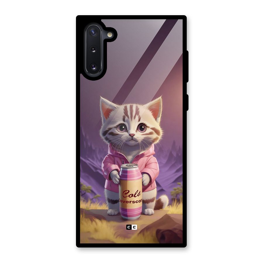 Cat Holding Can Glass Back Case for Galaxy Note 10