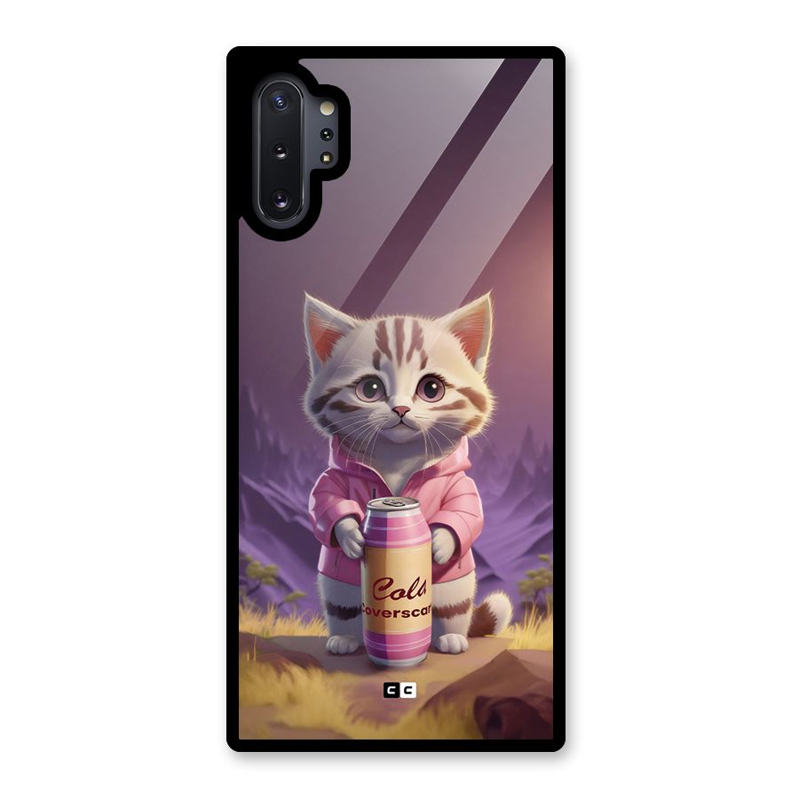 Cat Holding Can Glass Back Case for Galaxy Note 10 Plus