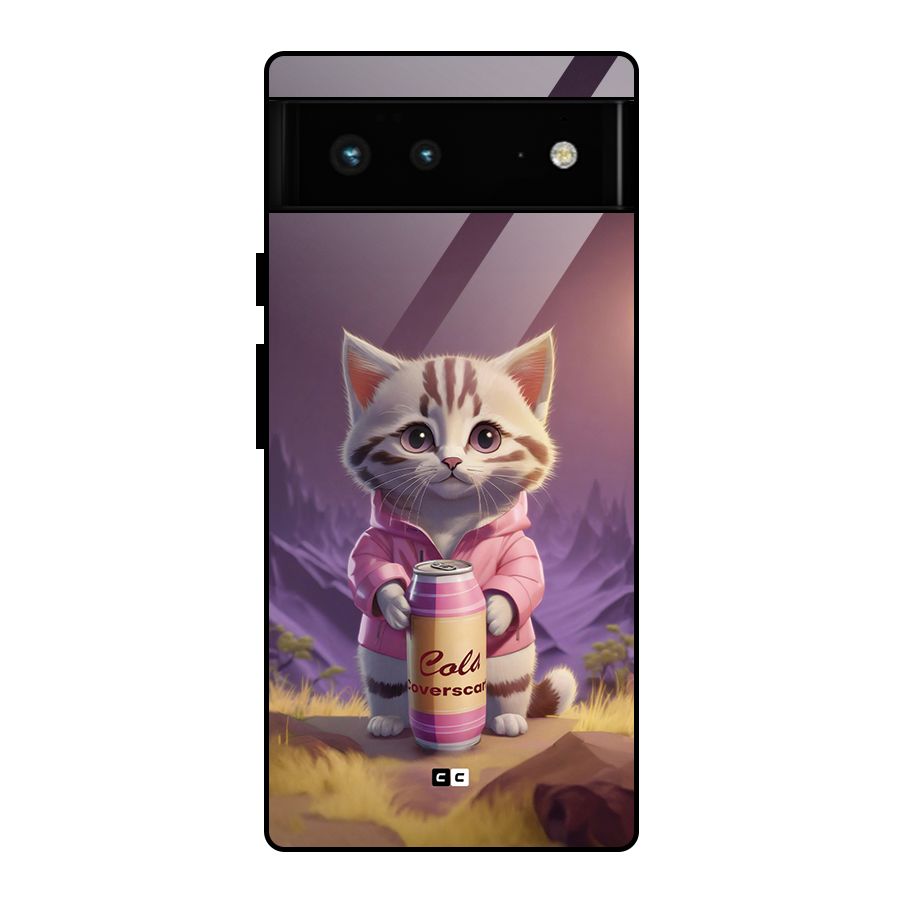 Cat Holding Can Glass Back Case for Google Pixel 6