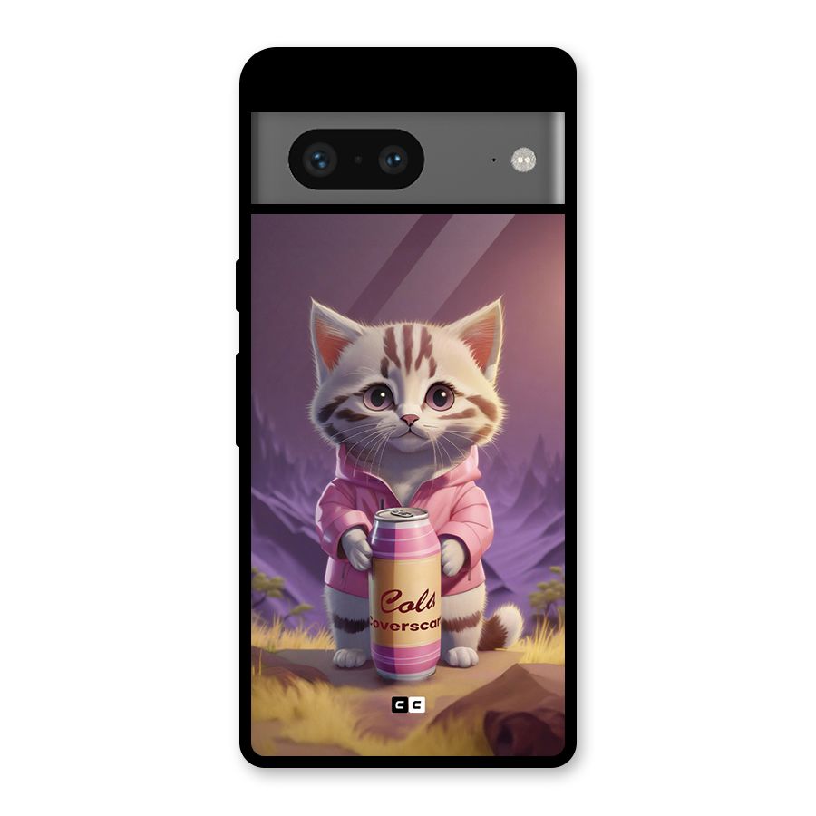 Cat Holding Can Glass Back Case for Google Pixel 7