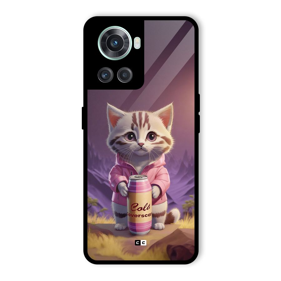 Cat Holding Can Glass Back Case for OnePlus 10R