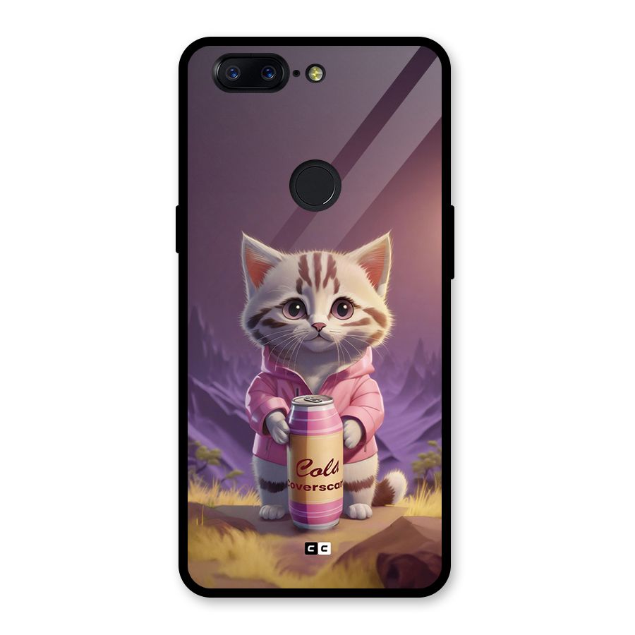 Cat Holding Can Glass Back Case for OnePlus 5T