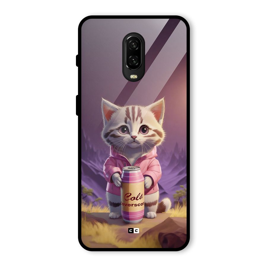 Cat Holding Can Glass Back Case for OnePlus 6T