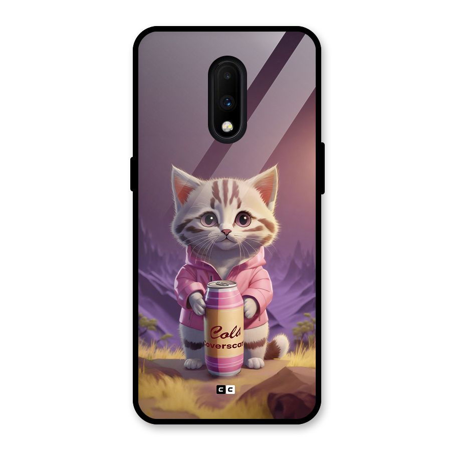 Cat Holding Can Glass Back Case for OnePlus 7