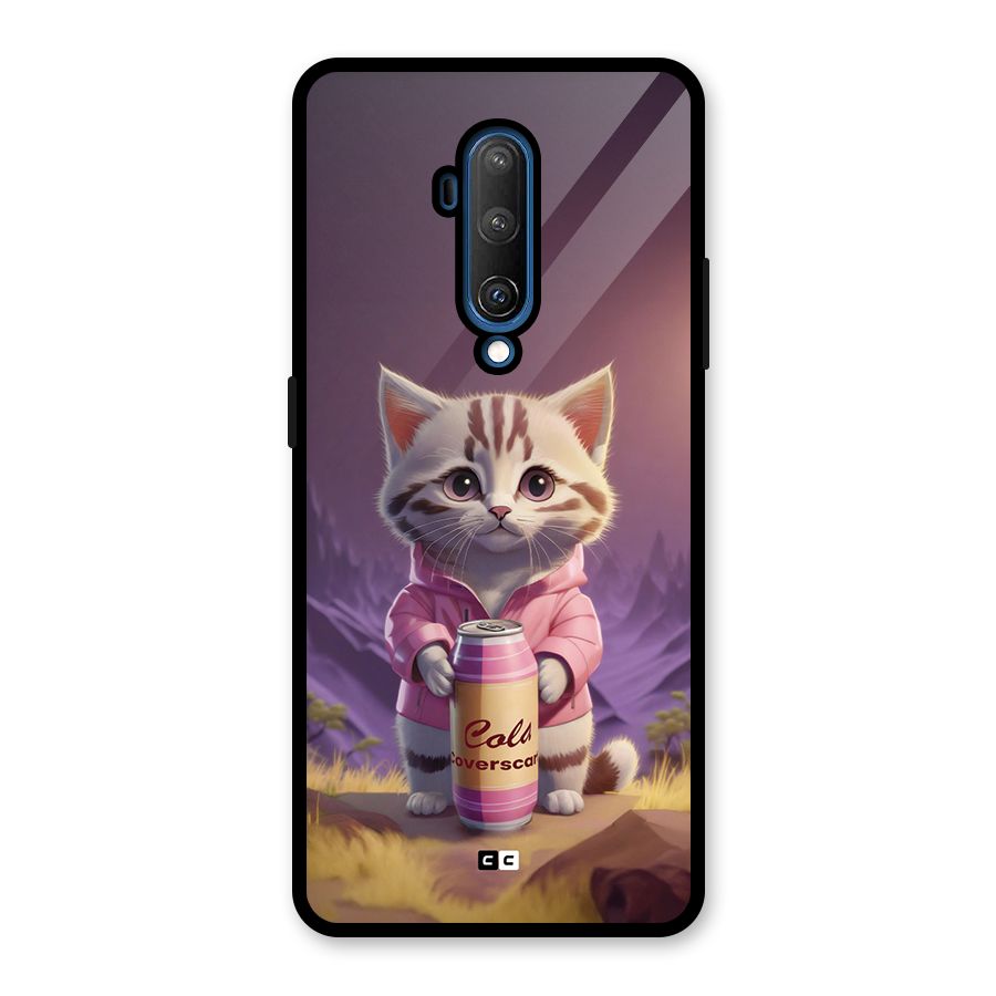 Cat Holding Can Glass Back Case for OnePlus 7T Pro