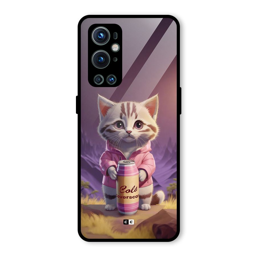 Cat Holding Can Glass Back Case for OnePlus 9 Pro