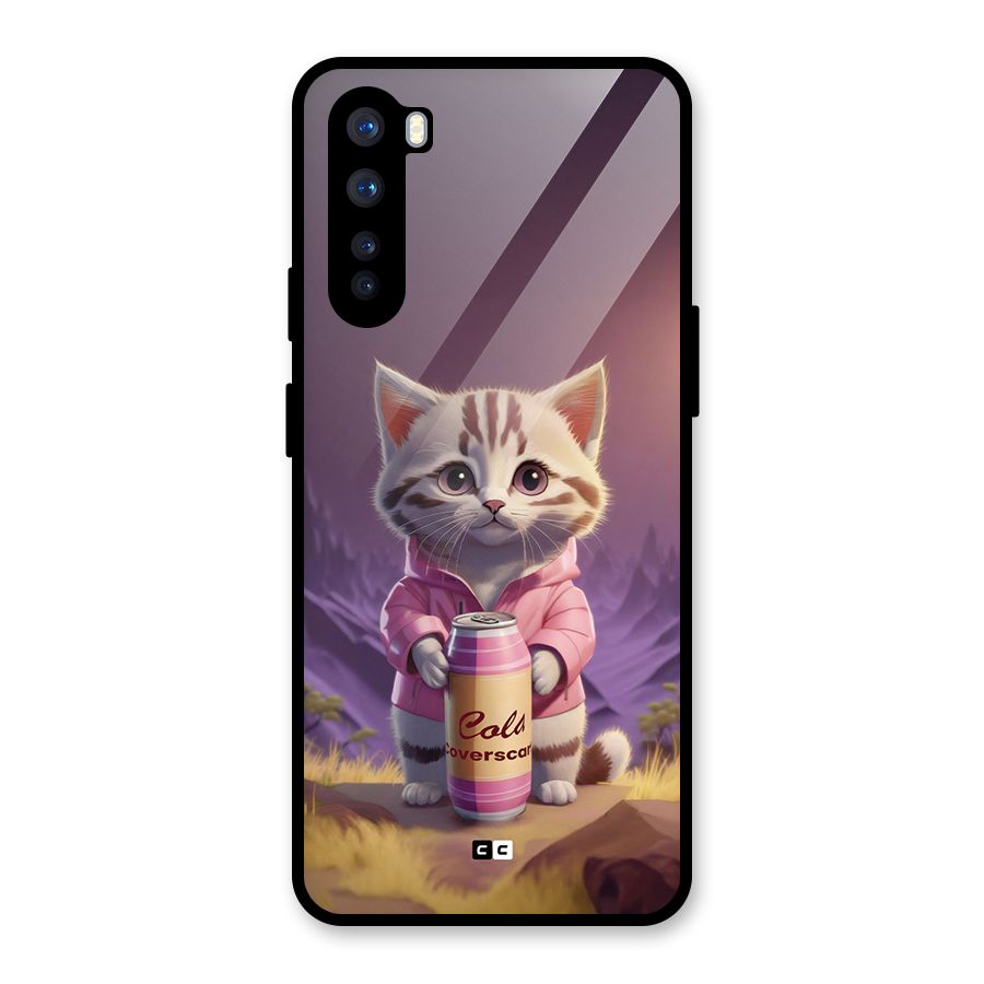 Cat Holding Can Glass Back Case for OnePlus Nord