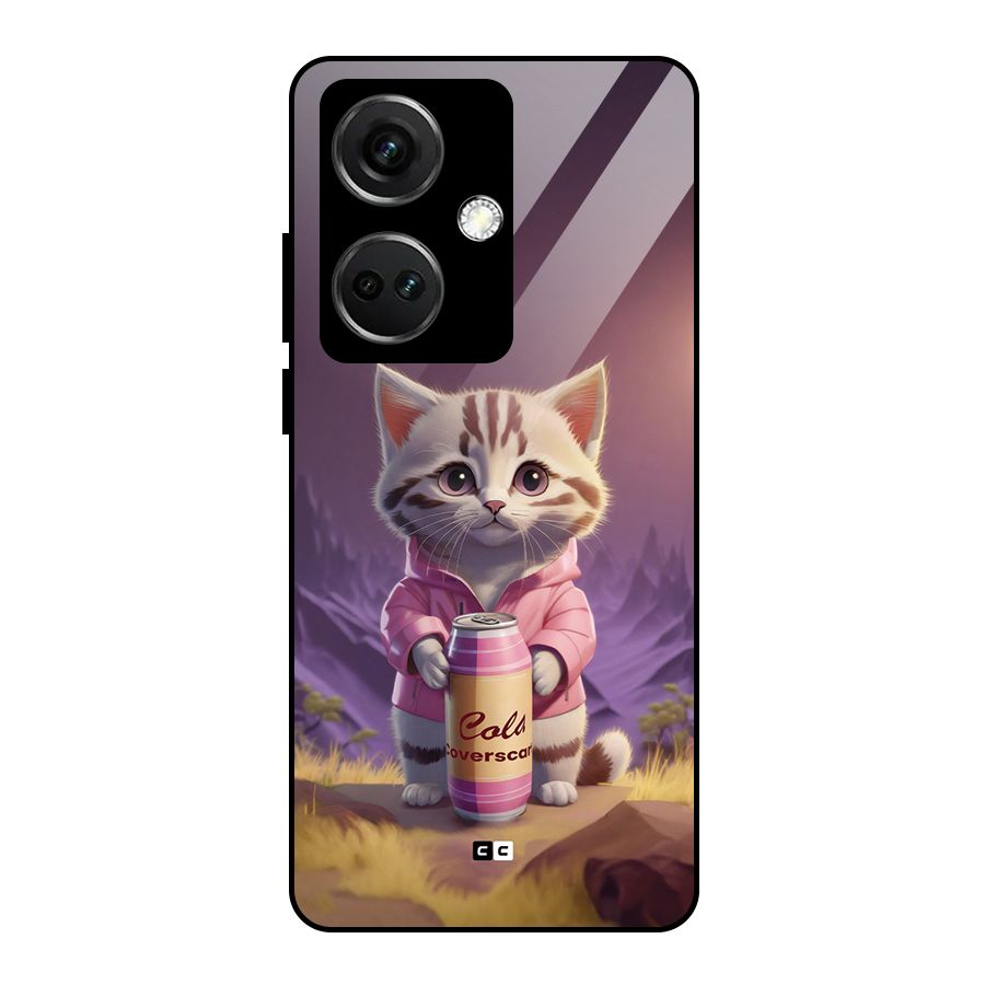 Cat Holding Can Glass Back Case for OnePlus Nord CE 3 5G