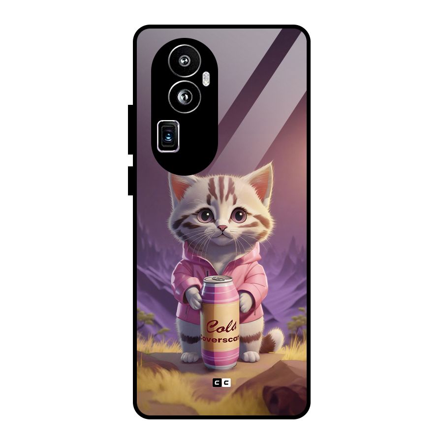 Cat Holding Can Glass Back Case for Oppo Reno10 Pro Plus
