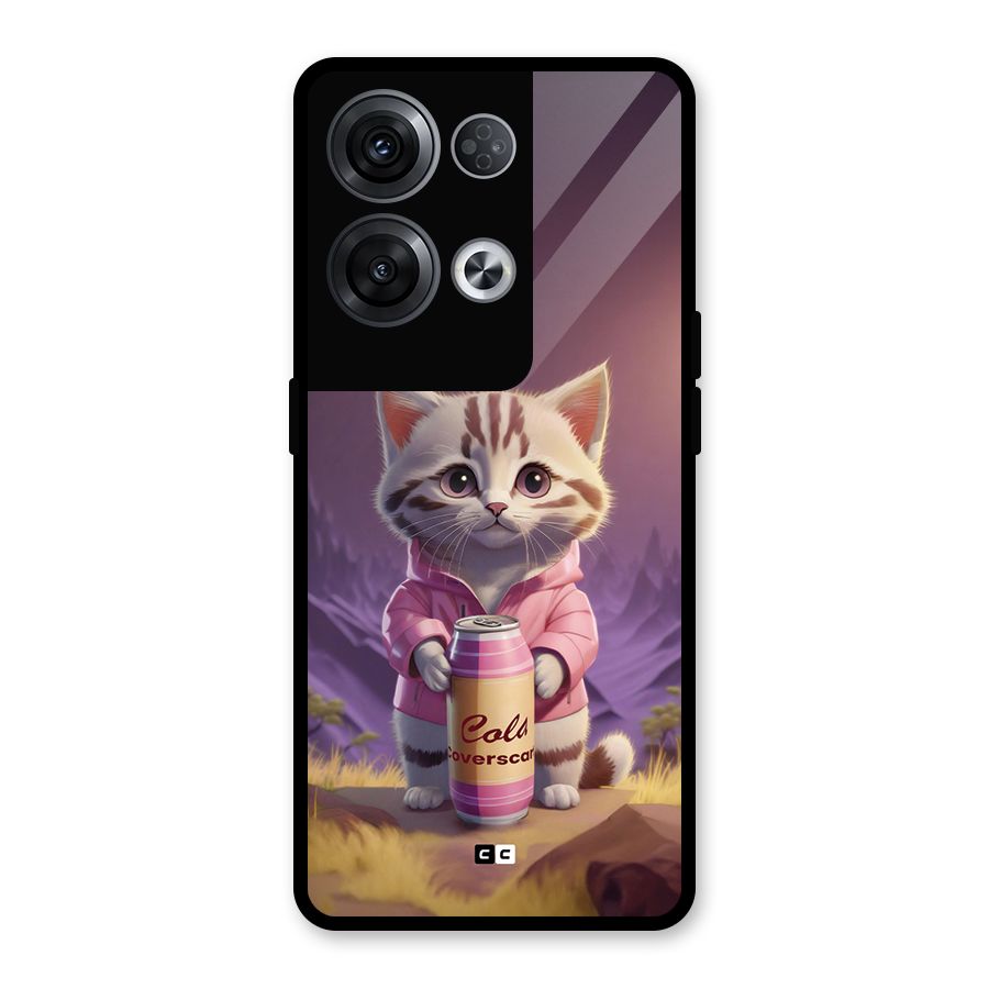 Cat Holding Can Glass Back Case for Oppo Reno8 Pro 5G